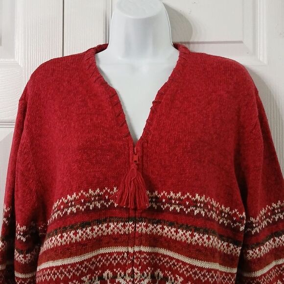 Tiara International vintage zip front sweater cardigan casual fall Sz L EUC - Picture 3 of 6